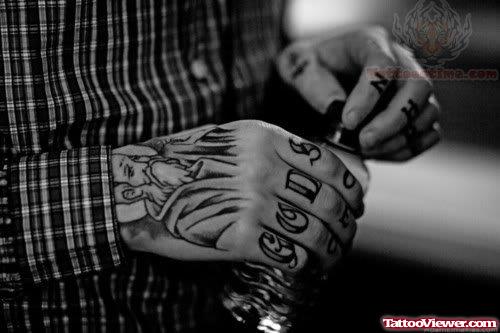 Gods Word Tattoo On Fingers