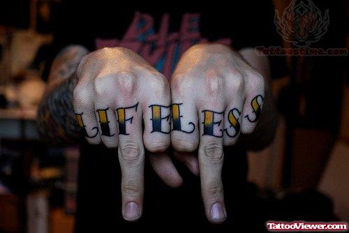 Life Less Tattoo On Fingers