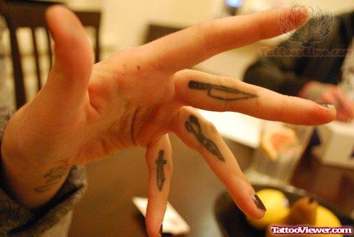 Knife Tattoos On Fingers