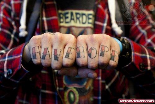 Have Hope Tattoo On Fingers