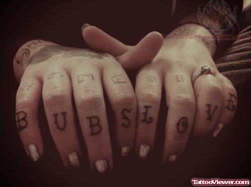 Bubs Love Tattoo On Fingers