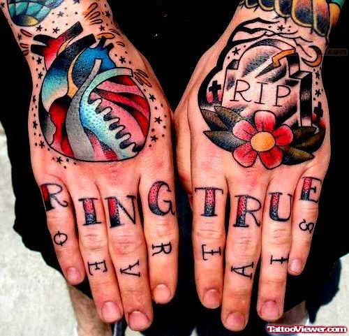 Ring True Tattoo On Fingers