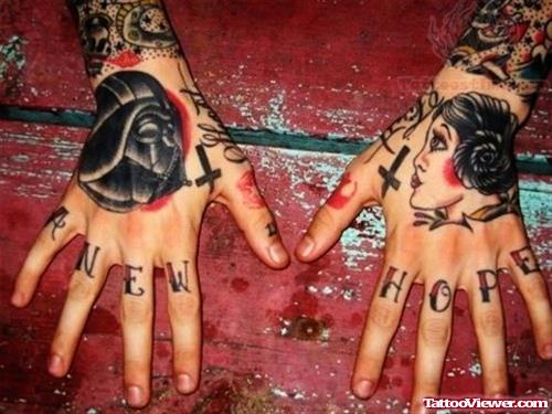A New Hope Tattoo On Fingers