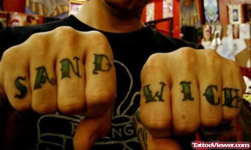 SANDWICH Tattoo On Fingers