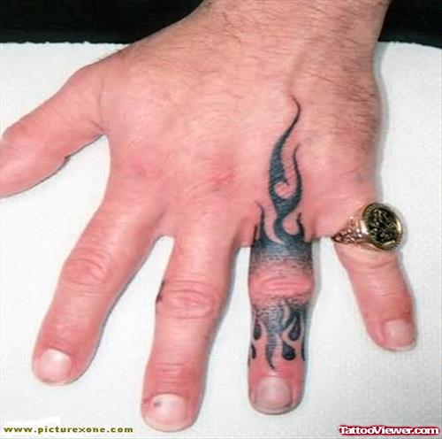 Flame Tattoo On Finger