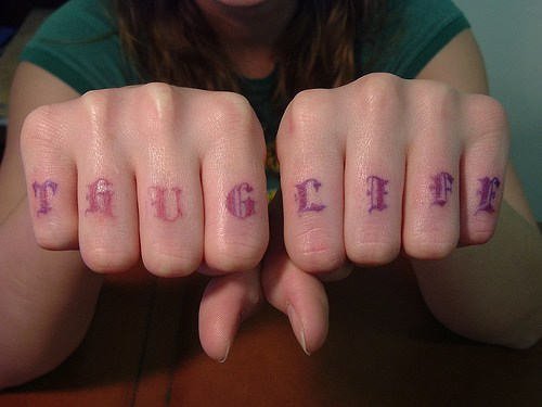 Thug Life Finger Tattoos