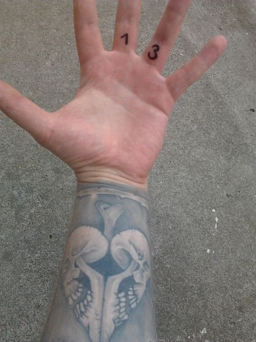 Number Thirteen Finger Tattoos