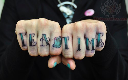 Tea Time Color ink Tattoo On Finger