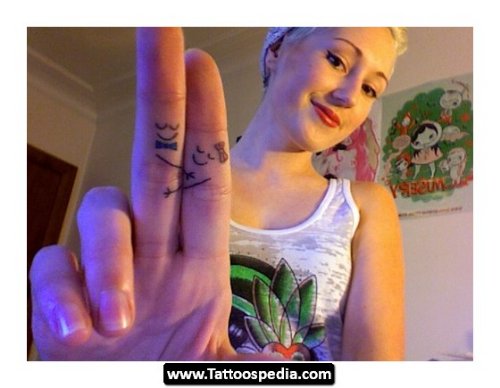 Color Smileys Finger Tattoos For Girls