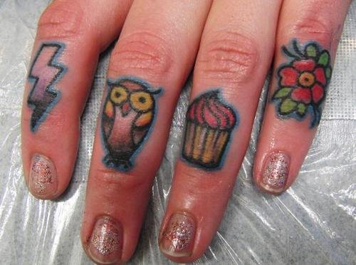 Colored Finger Tattoos