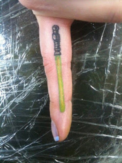 Lightsaber Finger Tattoo