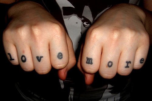 Love More Finger Tattoos