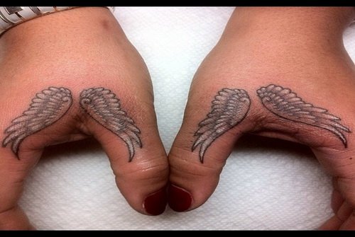 Wings Tattoos On Fingers