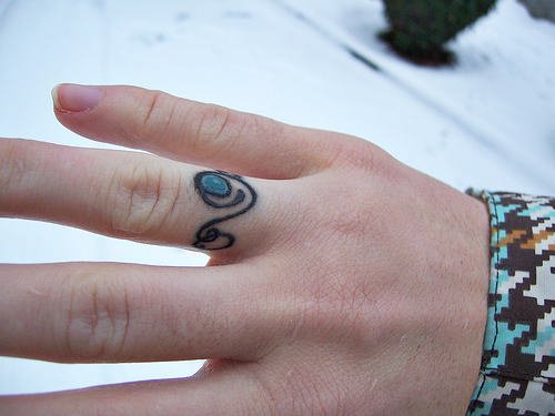 Spiral Ring Finger Tattoo