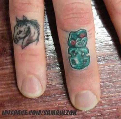 Horse Head Tattoo On Finger