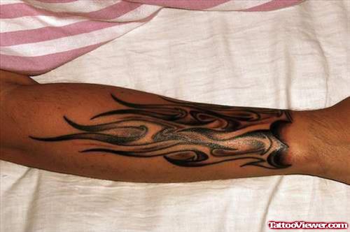 Tribal Flames Tattoo On Arm