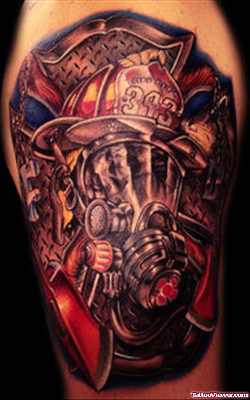 Fire Flame Tattoo On Right Shoulder