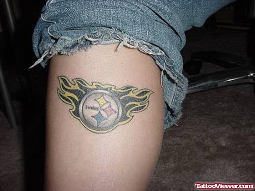 Awesome Fire and Flame Tattoo On Leg