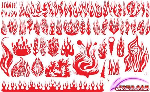 Red Ink Fire and Flame Tattoo Design