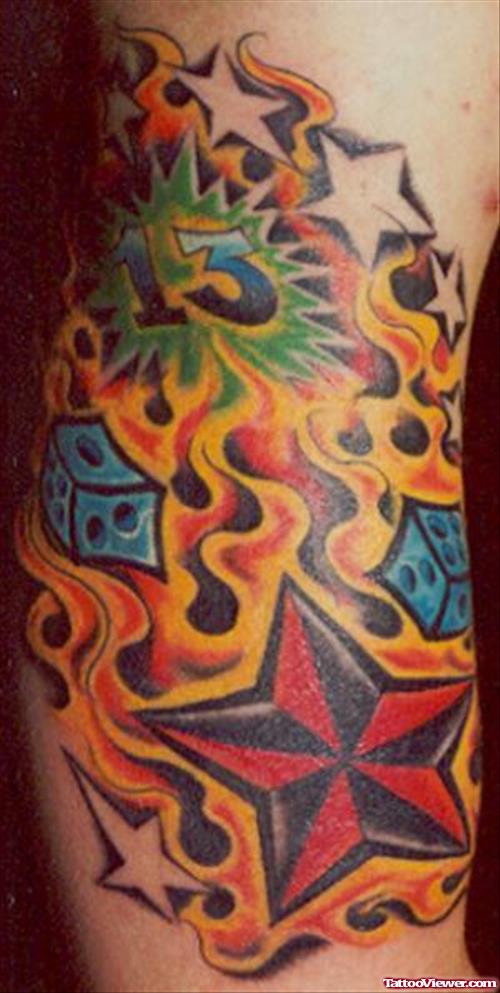 Gambling Fire And Flames Tattoo
