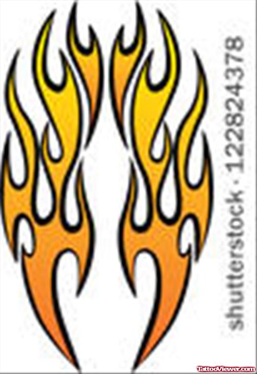 Yellow Ink Fire Flame Tattoo Design