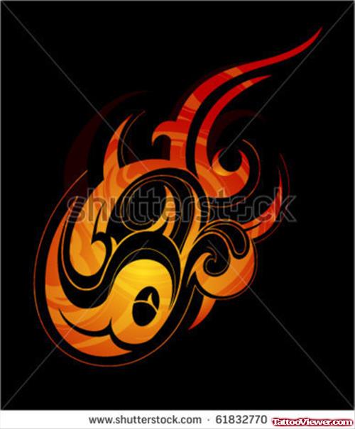 Yin Yang Fire n Flame Tattoos Designs