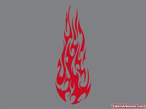Beautiful Red Ink Tribal Fire And Flame Tattoo Design