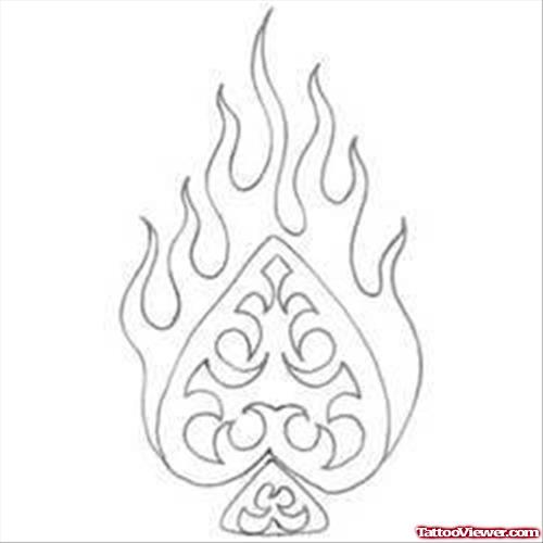 Flaming Ace Tattoo Design