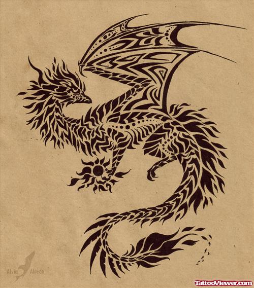 Fire n Flame Dragon Tattoo Design