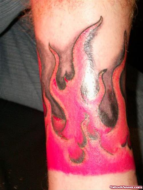 Awesome Fire n Flame Tattoo On Arm