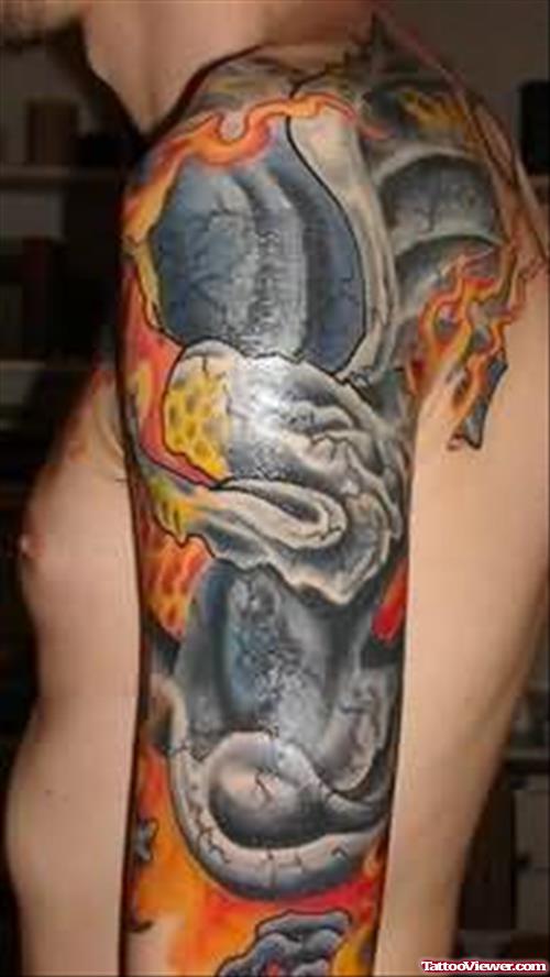 Terrific Fire and Flame Tattoo On Arm