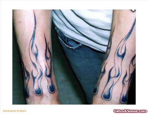 Awesome Flame Tattoo On Arms