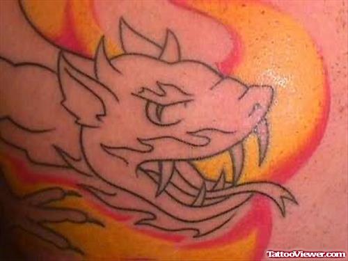 A Fire and Flame Dragon Tattoo