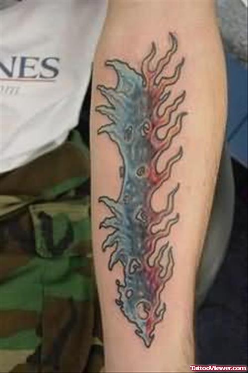 Snake Flame Tattoo On Arm