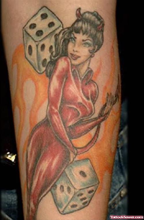 Fire Girl Tattoo On Body