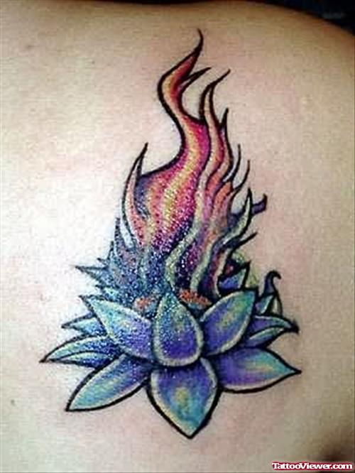 Lotus Flame Tattoo On Back
