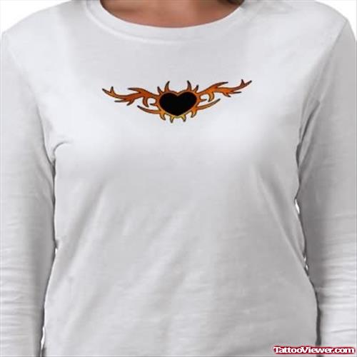 Fire And Flame Tattoo On T-shirt