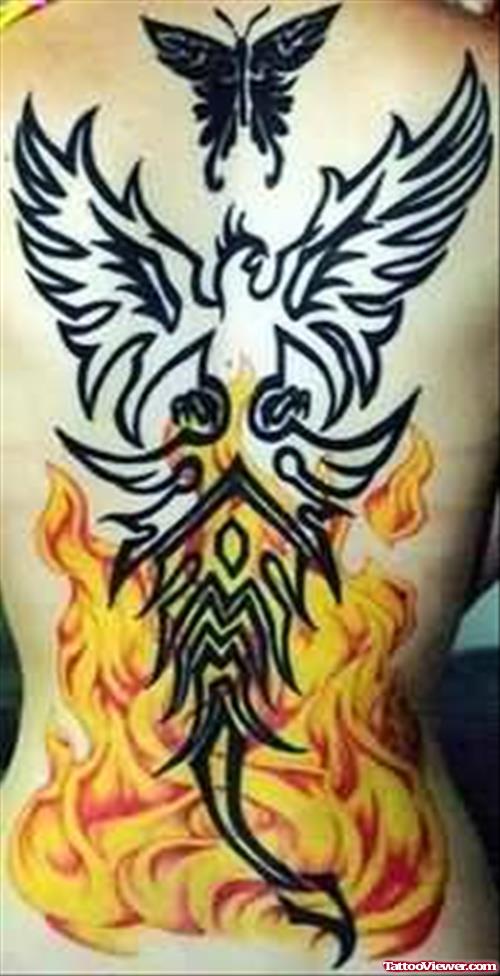 Awesome Fire and Flame Tattoo On Back