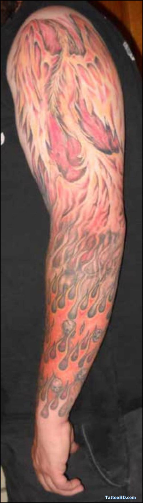 Fire n Flame Tattoo On Sleeve