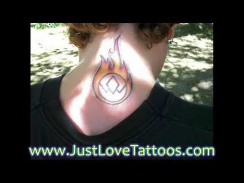 Fire Flame Tattoo On Nape
