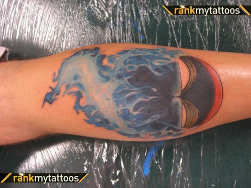Fire Flame Tattoo On Back Leg