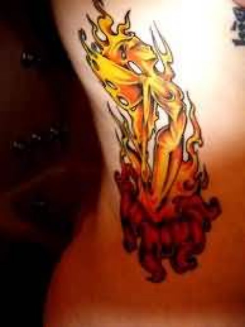 Flame Tattoo On Rib
