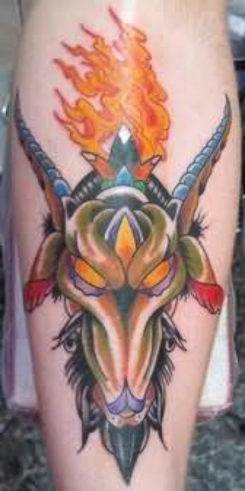 Burning Flames Tattoo On Leg