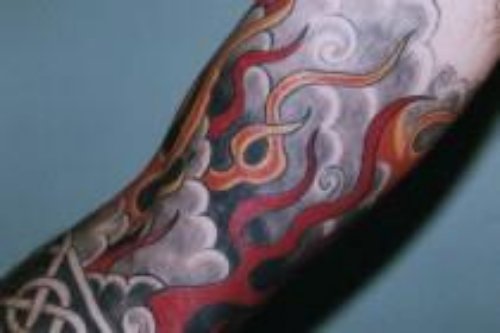 Fire n Flame Tattoos On Sleeve