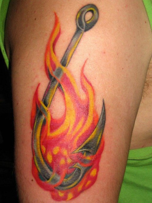 Unique Fire n Flame Tattoo On Half Sleeve