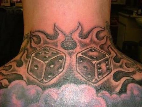 Gambling Flaming Tattoo Designs On Back