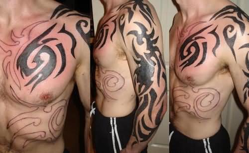 Full Shoulder Tribal Tattoos
