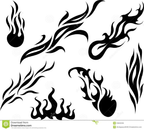 Black Ink Tribal Fire n Flame Tattoo Designs
