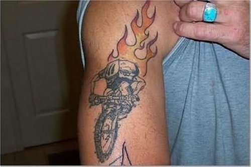 Terrific Fire and Flame Tattoo On Biceps