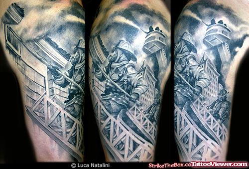 Firefighter On Ladder Tattoo